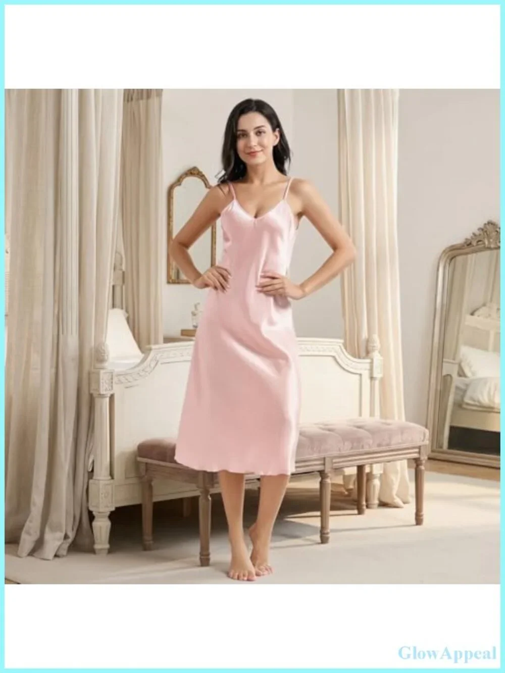 Silk Chemise Slip Dress Womens Satin Nightgown Sleeveless Adjustable Strap